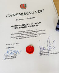 Maintal-Nadel in Gold für Raimer Jochims
